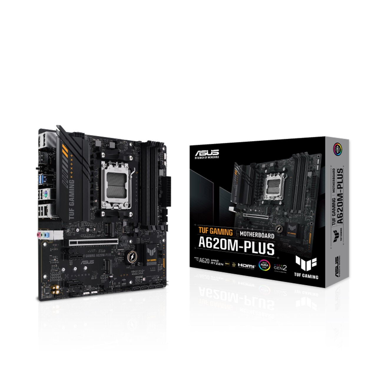 ASUS TUF GAMING A620M-PLUS AMD A620 AM5 DDR5 6400 2xDP 2xM2 USB3.2 AURA RGB mATX