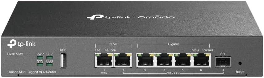 Omada Tp-Link ER707-M2 Gigabit Multi-WAN 2X 2.5G Port 6X Wan Port SDN VPN Router