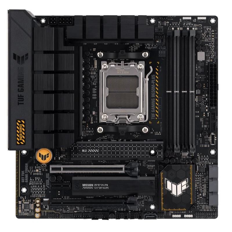 ASUS TUF GAMING B650M‑PLUS DDR5 6400 MT/s (OC) 4‑Slot 1×HDMI + 1×DisplayPort 2×M.2 PCIe 5.0/4.0 USB 3.2 Gen2x2 AM5 mATX Anakart (AMD AM5 7000/8000/9000 Serisi Ryzen Uyumlu)