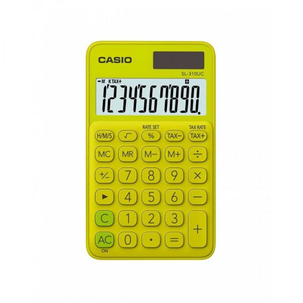 Casio SL-310UC-YG 10 Haneli Vergi ve Zaman Hesaplama Fonksiyonlu Cep Tipi Hesap Makinesi - Sarı