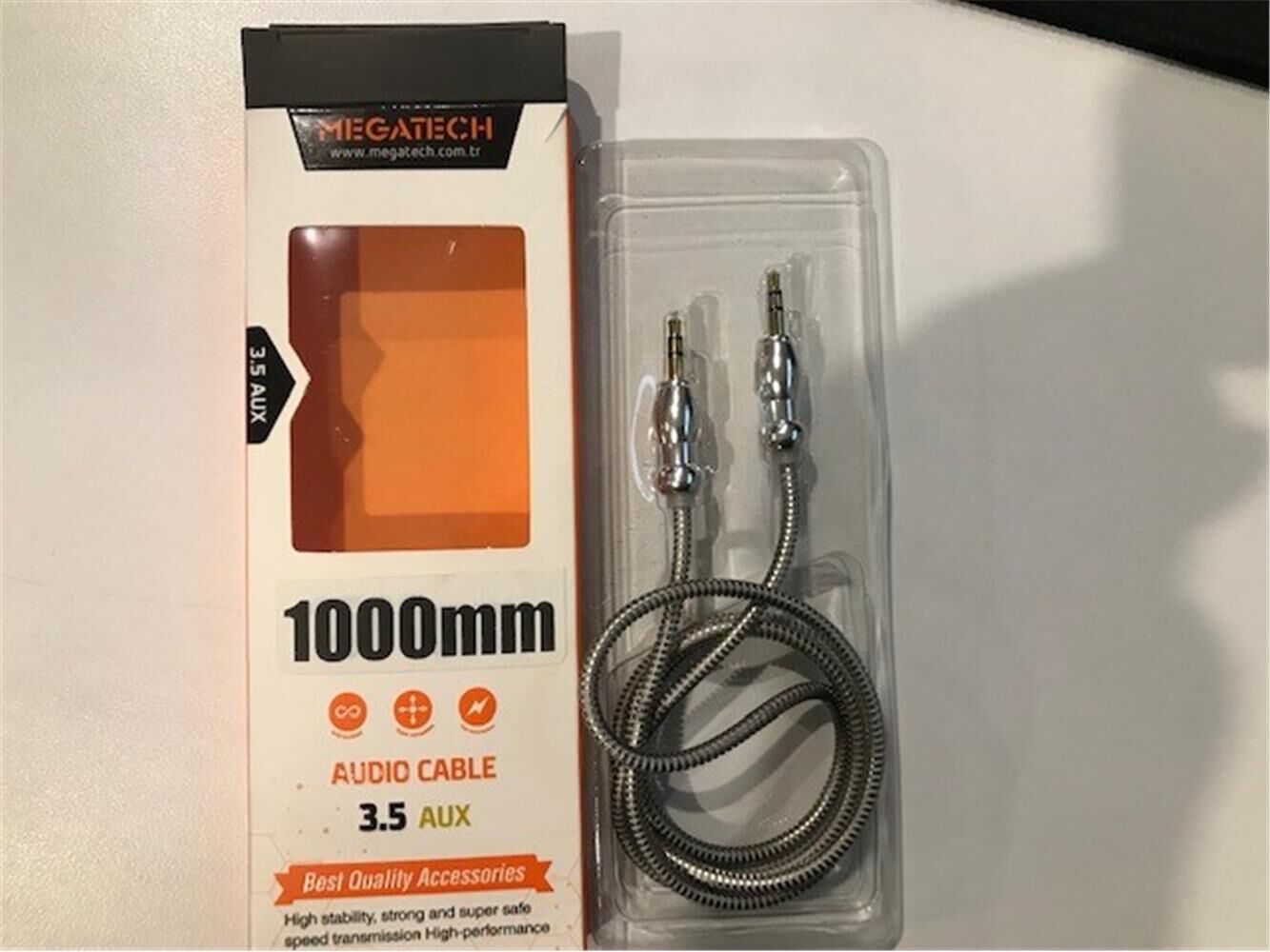 Elba ELB24 1 Metre 3.5mm Aux Stereo Ses Kablosu - Siyah Örgülü Kaplama