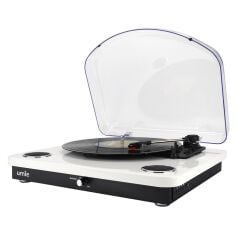 UMİE Bemol Beyaz Piano Kaplama 10W BT İN, BT OUT, RCA, USB Özellikli Nostaljik Pikap