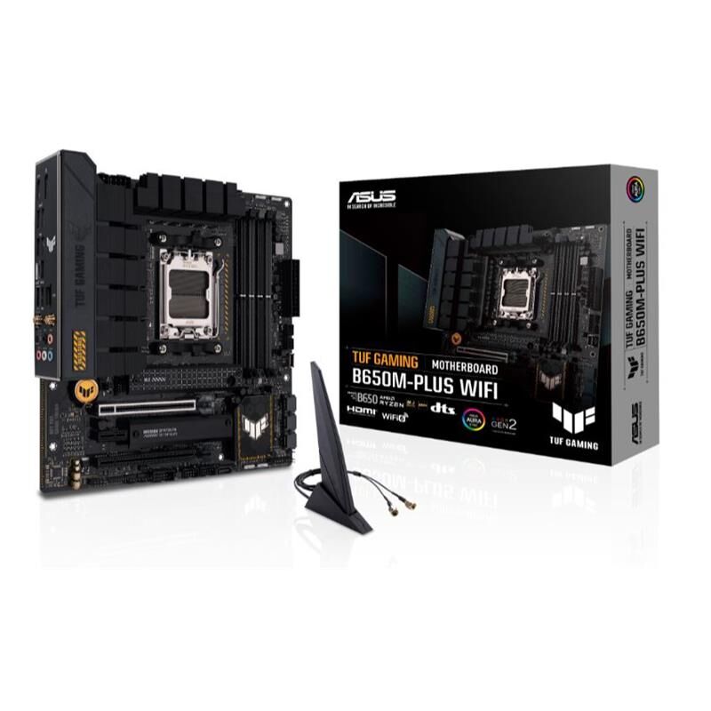 ASUS TUF GAMING B650M-PLUS WIFI DDR5 6400MHz 1xHDMI 1xDP 2xM.2 USB 3.2 mATX AM5 Anakart (AMD AM5 7000 Serisi Uyumlu)