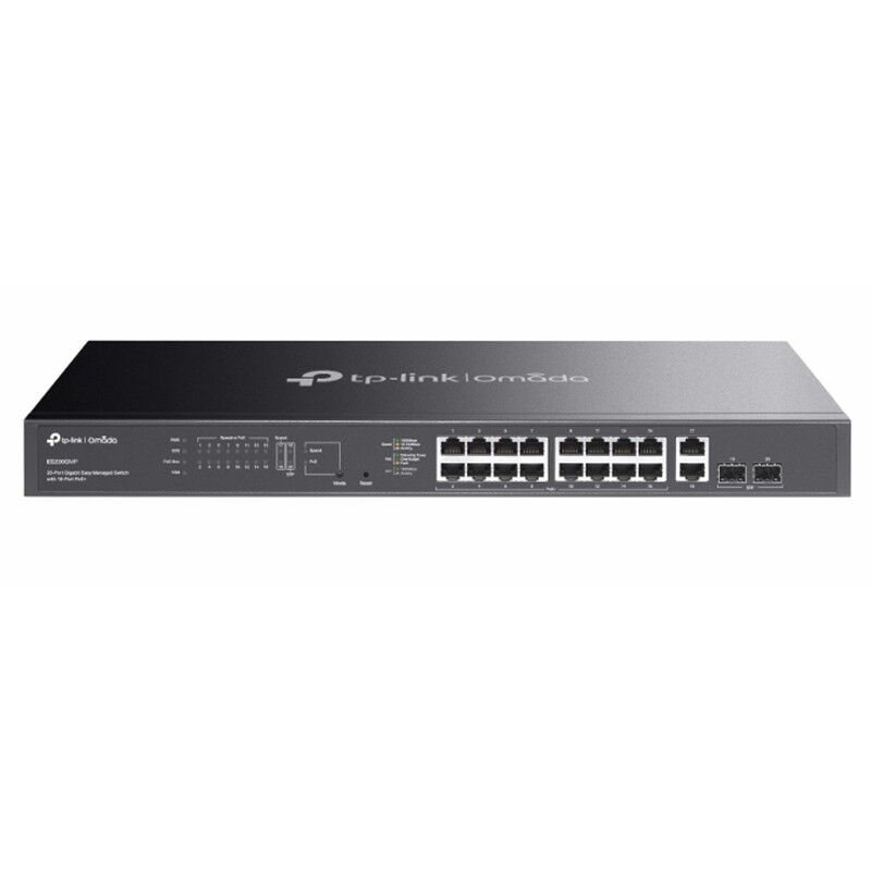 TP-LINK OMADA ES220GMP 16 PORT GIGABIT + 2XGB RJ45/2XGB SFP 250 METRE 250W POE YÖNETİLEBİLİR RACKMOUNT METAL KASA SWITCH