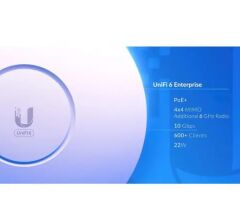 UBNT U6‑ENTERPRISE Ceiling‑Mounted WiFi 6E Tri‑Band MU‑MIMO 10‑Spatial‑Stream 2.5 GbE Access Point, 600+ Client, WPA‑Enterprise, 140 m² Kapsama