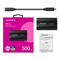 Adata SD810 500GB USB 3.2 Gen 2×2 20 Gbps Siyah Taşınabilir NVMe SSD Harici Disk (IP68 Su-Toz Direnci, MIL‑STD‑810G Darbe Dayanımı)
