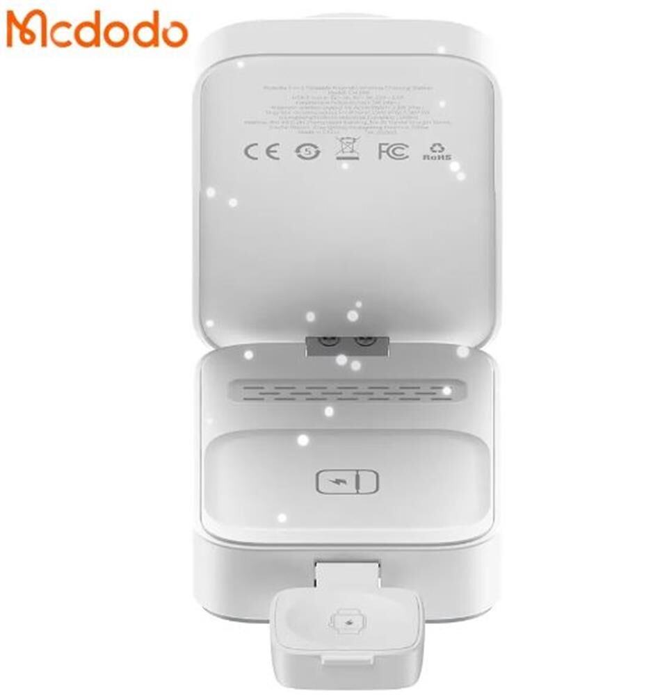Mcdodo CH-5090 15W 3'ü 1 Katlanabilir Manyetik Kablosuz Şarj Standı iPhone Apple Watch AirPods Uyumlu Beyaz