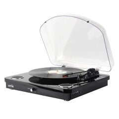 UMİE Bemol Siyah Piano Kaplama 10W BT İN, BT OUT, RCA, USB Özellikli Nostaljik Pikap