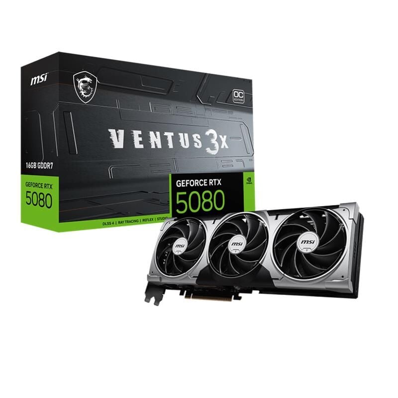 MSI GeForce RTX 5080 VENTUS 3X OC 16G 16GB GDDR7 256-Bit HDMI x1 DisplayPort x3 Ekran Kartı