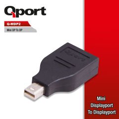 Qport Q-MDP2 Mini DisplayPort (Male) to DisplayPort (Female) Dönüştürücü Adaptör