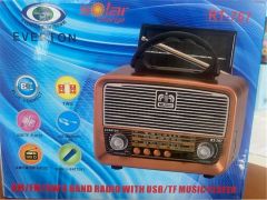 Everton RT-767 Bluetooth USB-TF-AM-FM-SW-TWS Güneş Enerjili Şarj Nostaljik Radyo