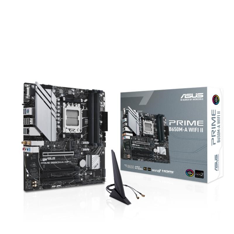 ASUS PRIME B650M-A WIFI II DDR5 6400MHz 1xVGA 1xHDMI 1xDP 2xM.2 USB 3.2 mATX AM5 Anakart (AMD AM5 7000 Serisi Uyumlu)