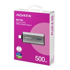Adata 500GB SC750 Taşınabilir USB 3.2 Gen2 Type-C SSD Harici Disk