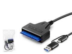 HADRON HDX5571 Type-C ve USB 3.0 to SATA HDD SSD Dönüştürücü Kablo 37 cm Siyah