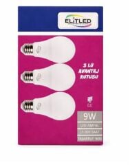 Elitled 9W E27 Duy Standart Tip LED Ampul Günışığı/Beyaz 3'lü Avantaj Paketi