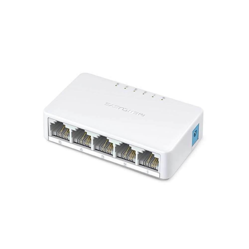 Tp‑Link Mercusys MS105 5 Port 10/100 Mbps Unmanaged Desktop Switch Plastik Kasa 5×RJ‑45 Auto‑Negotiation Auto‑MDI/MDIX 82×49×21 mm