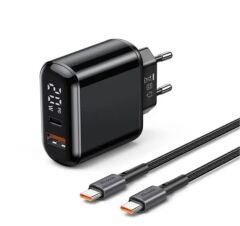 Mcdodo CH-7172 20W USB-A & USB-C Çift Portlu Hızlı Şarj Adaptörü ve USB-C to USB-C Kablo Seti - Siyah
