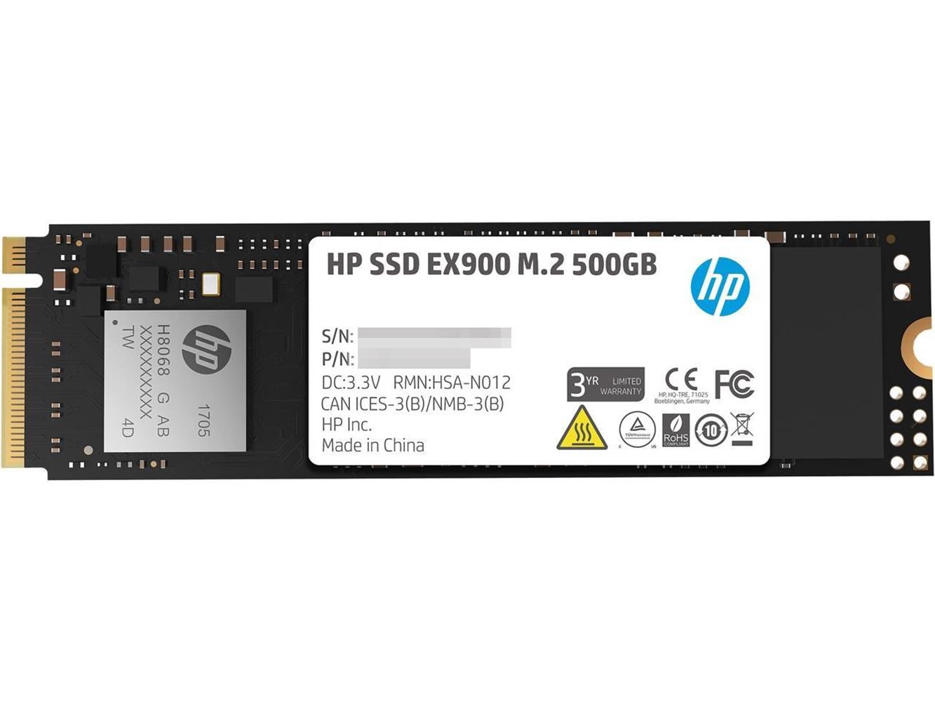 HP EX900 500GB M.2 PCIe 3.0 x4 NVMe 3D TLC NAND SSD (Okuma 2100MB/s - Yazma 1500MB/s)