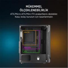 James Donkey Helix H800 550W 80+ Dahili Güç Kaynaklı 4x ARGB Fanlı Temperli Cam Mid-Tower Gaming Kasa