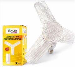 Elitled Kristal 3+1 Kanatlı Katlanabilir Pervane Tipi LED Ampul E27 Duy (Beyaz Işık)