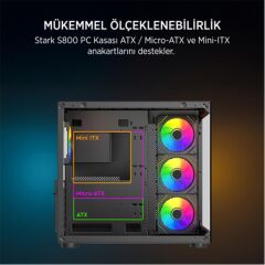 James Donkey Stark S800 750W 80+ 4x120mm ARGB Fanlı Mesh Siyah Mid-Tower Oyuncu Kasası