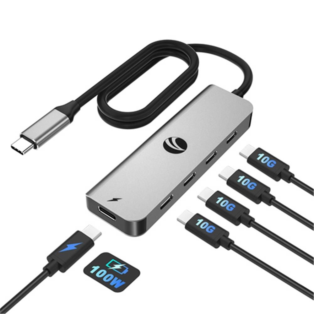 Vcom CUE11S-Gray Type-C to 4-USB-C (10Gbps) + PD 3.0 100W Çoklayıcı
