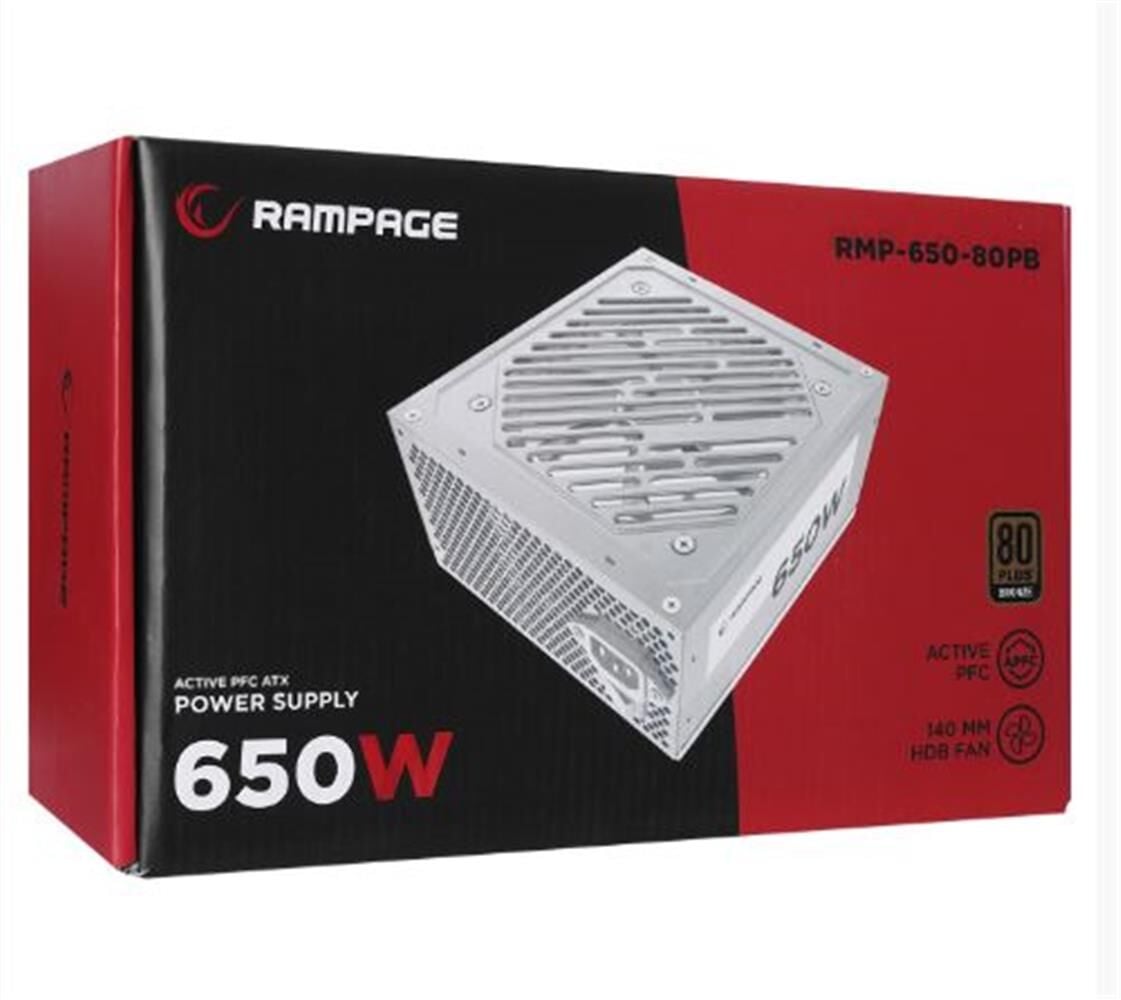 Rampage RMP-600-80P 600W 80 Plus Bronze Aktif PFC 12cm Fanlı Beyaz Güç Kaynağı