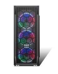 HIPER ZOE GAMING MID ATX KASA 500 W 3x120 mm Rainbow RGB Fan Temperli Cam Panel ATX/Micro‑ATX/Mini‑ITX