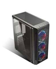 HIPER ZOE GAMING MID ATX KASA 500 W 3x120 mm Rainbow RGB Fan Temperli Cam Panel ATX/Micro‑ATX/Mini‑ITX