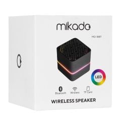 Mikado MD-18BT Siyah DC 5V-USB TF Kartlı Bluetoothlu Led Işıklı Şarjlı Speaker