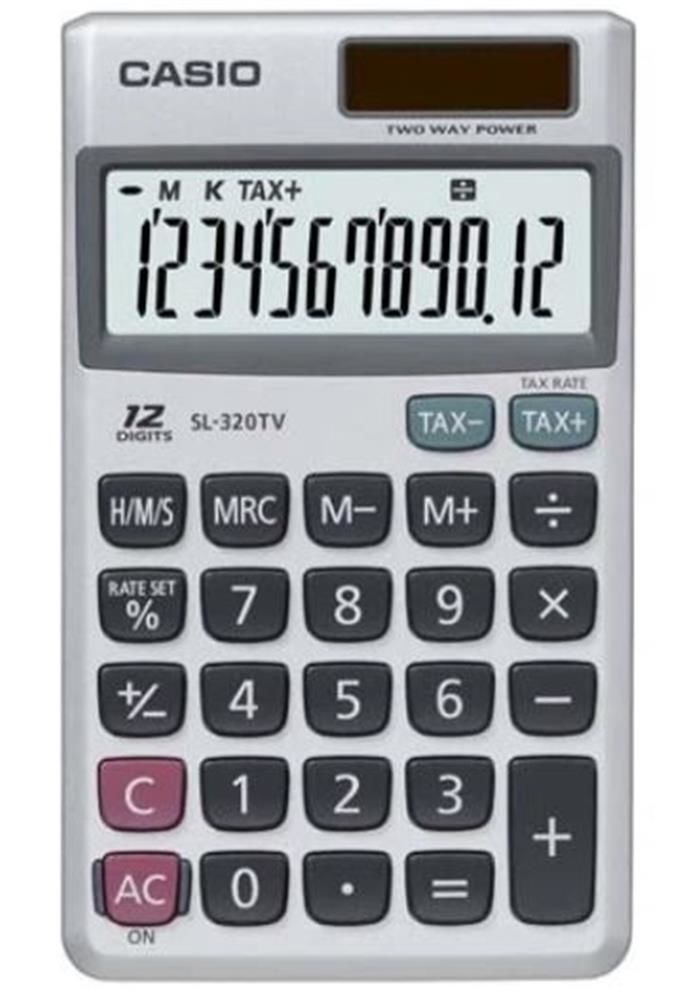 Casio SL-320TV-W-DP 12 Haneli Vergi Hesaplama Fonksiyonlu Cep Tipi Hesap Makinesi