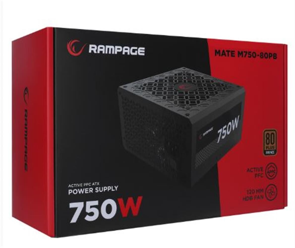 Rampage MATE M750-80PB 750W 12cm Fan Full Modular 80 Plus Bronze Aktif PFC Siyah Power Supply