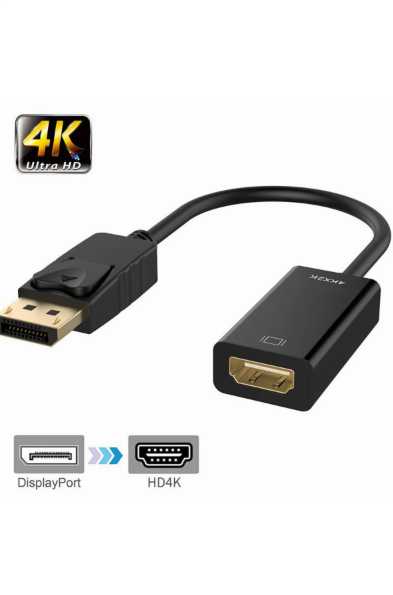 Hadron HDX7873 DisplayPort to HDMI Dişi Görüntü Dönüştürücü 4K 30Hz DisplayPort Erkek HDMI Dişi Görüntü Adaptörü Siyah