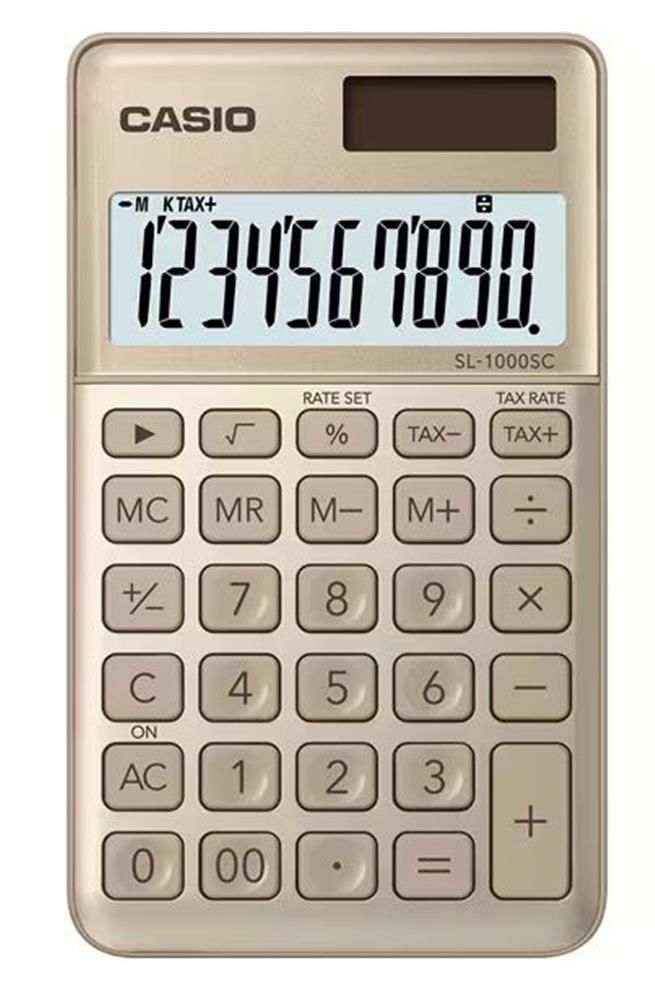 Casio SL-1000SC-GD Cep Tipi 10 Haneli Altın (Gold) Hesap Makinesi