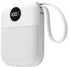 S-link MP110 10.000mAh 22.5W PD Hızlı Şarj Destekli Entegre Type-C ve Lightning Kablolu Powerbank - Beyaz