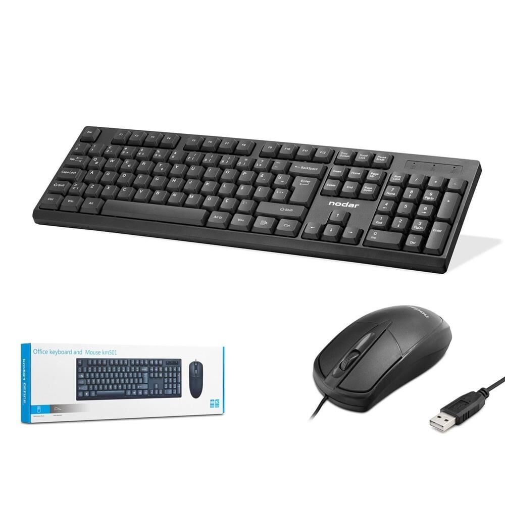 Nodar KM501 Kablolu Q Klavye Mouse Seti - Siyah