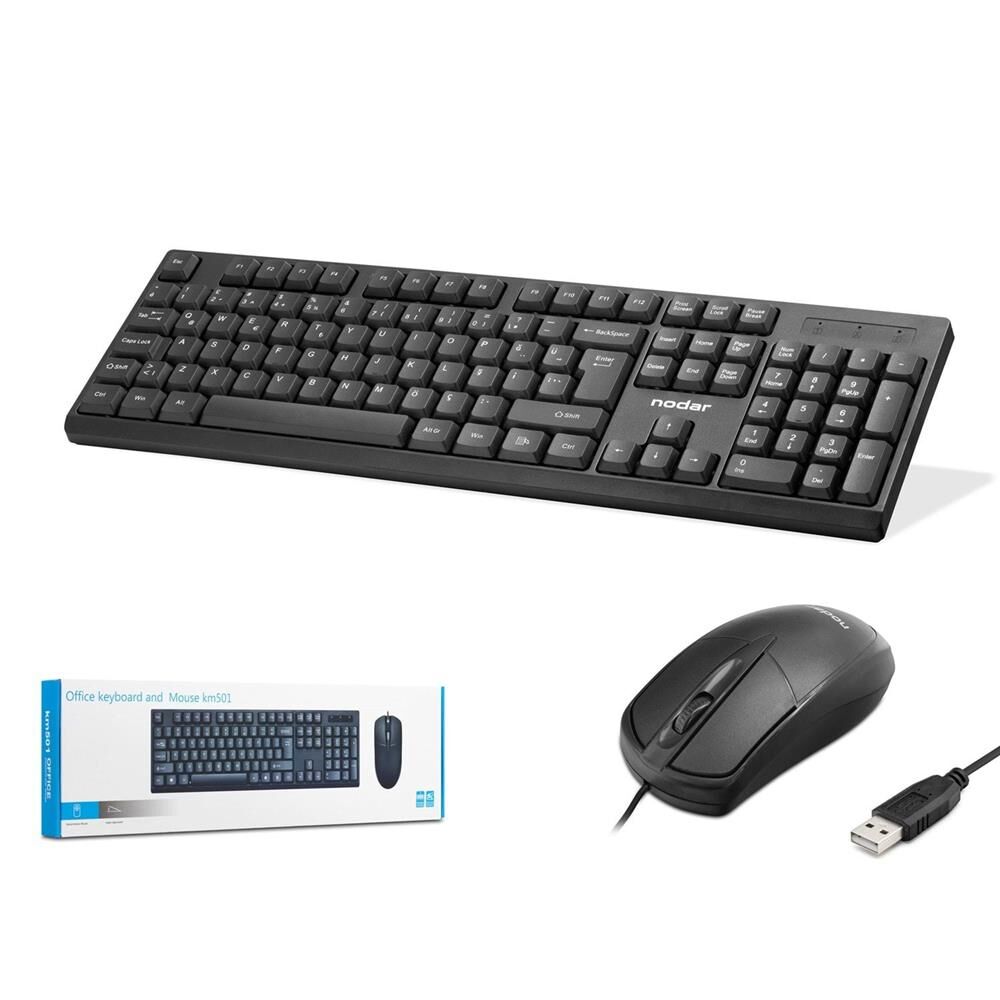 Nodar KM501 Kablolu Q Klavye Mouse Seti - Siyah