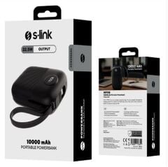 S-link MP110 10.000mAh 22.5W PD Hızlı Şarj Destekli Entegre Type-C ve Lightning Kablolu Powerbank - Siyah