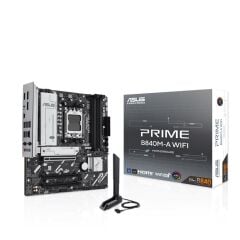 ASUS PRIME B840M‑A WIFI Micro‑ATX DDR5 7600 MT/s (OC) AM5 Anakart – AMD Ryzen™ 9000/8000/7000 Serisi Destekli, 3×M.2 PCIe 4.0 & 3.0, 8+2+1 Dijital Güç Fazı, Wi‑Fi 6E, 2.5 Gb LAN, 1×HDMI, 2×DisplayPort, Aura Sync RGB, BIOS FlashBack™