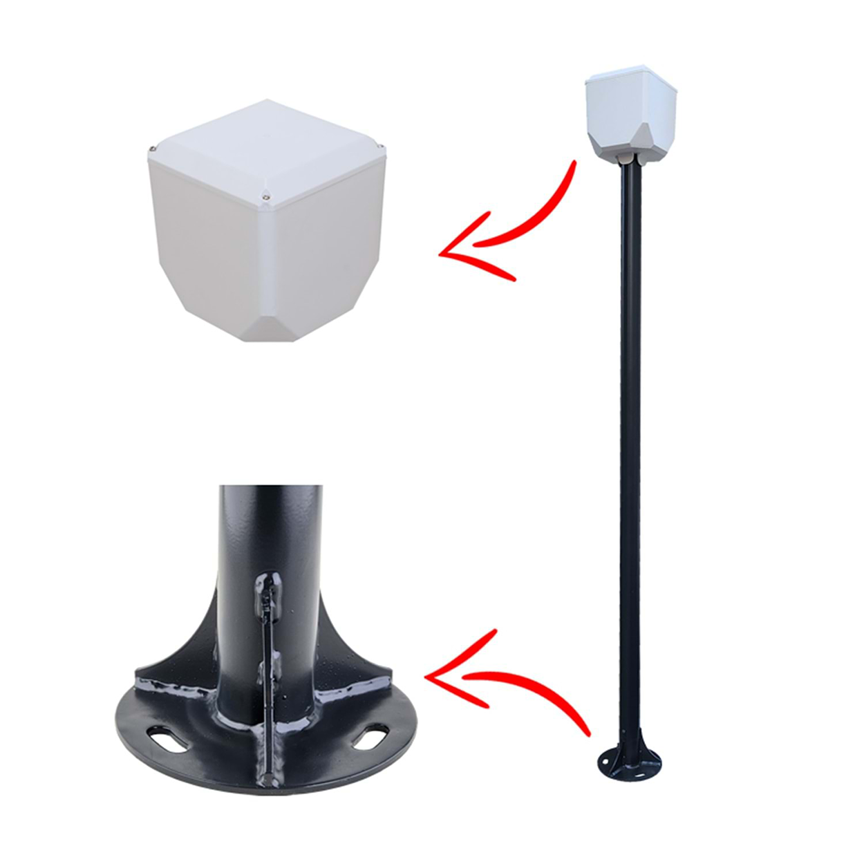 KameraKutusu TRK-200+154 2 Metre Metal Kamera Direği Siyah ( TRK-154 Dahil )