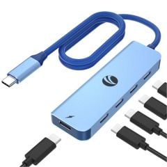 Vcom CUE11S-Mavi Type-C to 4-USB-C (10Gbps) + PD 3.0 100W Çoklayıcı