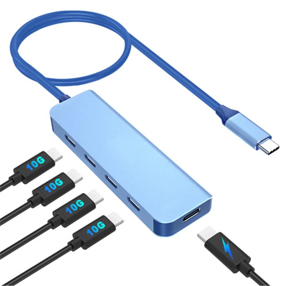 Vcom CUE11S-Mavi Type-C to 4-USB-C (10Gbps) + PD 3.0 100W Çoklayıcı