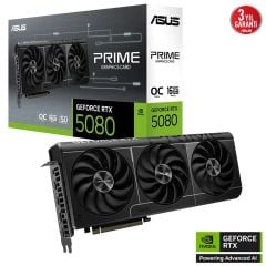 ASUS PRIME GeForce RTX 5080 PRIME‑RTX5080‑O16G Intel Blackwell 10 752 CUDA çekirdek 16GB GDDR7 256‑bit PCIe 5.0 OC Edition 4× DisplayPort 2.1b & HDMI 2.1b Dual‑BIOS SFF‑Ready 2.5‑Slot Gaming Ekran Kartı