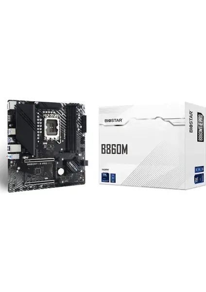 Biostar B860MT-E PRO Intel LGA1851 DDR5 8000MHz mATX Anakart (3x M.2, HDMI, 2x DP)