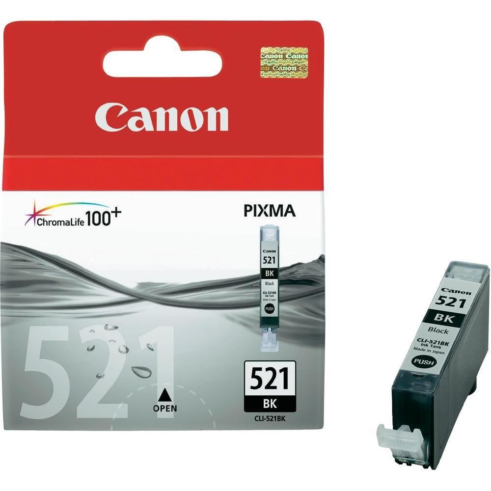 Canon CLI-521BK Siyah (Black) Orijinal Mürekkep Kartuşu - 15.350 Sayfa (Pixma MP540 / MP550 / MP620 / MX860 / IP3600 Uyumlu)