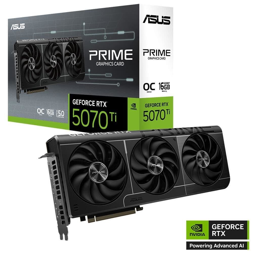 ASUS Prime GeForce RTX 5070 Ti OC 16 GB GDDR7 256‑Bit PCIe 5.0 2.5‑Slot Turbo Boost 2527 MHz DLSS 4 Ekran Kartı