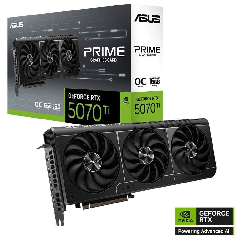 ASUS Prime GeForce RTX 5070 Ti OC 16 GB GDDR7 256‑Bit PCIe 5.0 2.5‑Slot Turbo Boost 2527 MHz DLSS 4 Ekran Kartı