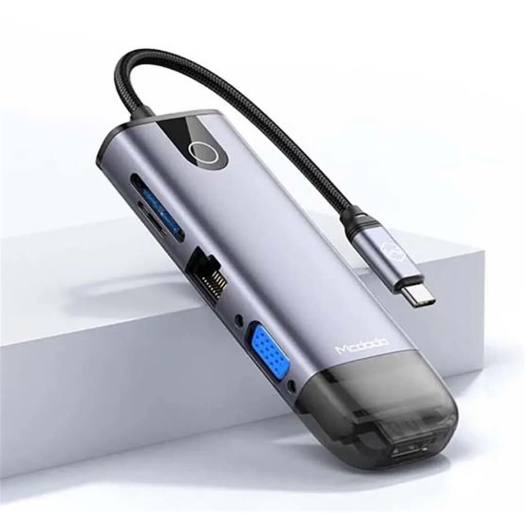 Mcdodo HU-7420 10in1 USB-C Hub Çoklayıcı (Gigabit Ethernet, HDMI 4K, VGA, 100W PD, SD/TF)