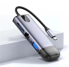 Mcdodo HU-7420 10in1 USB-C Hub Çoklayıcı (Gigabit Ethernet, HDMI 4K, VGA, 100W PD, SD/TF)