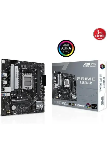ASUS PRIME B650M-R AMD AM5 DDR5 7200MHz HDMI 2x M.2 USB 3.2 mATX Anakart